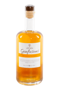 Bouteille de Gin Français Ginfusions abricot romarin de la distillerie C'est Nous