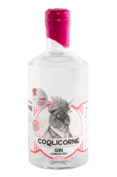 Bouteille de gin français London Dry de la distillerie Coqlicorne
