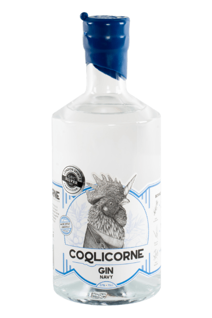Bouteille de gin français Navy de la distillerie Coqlicorne