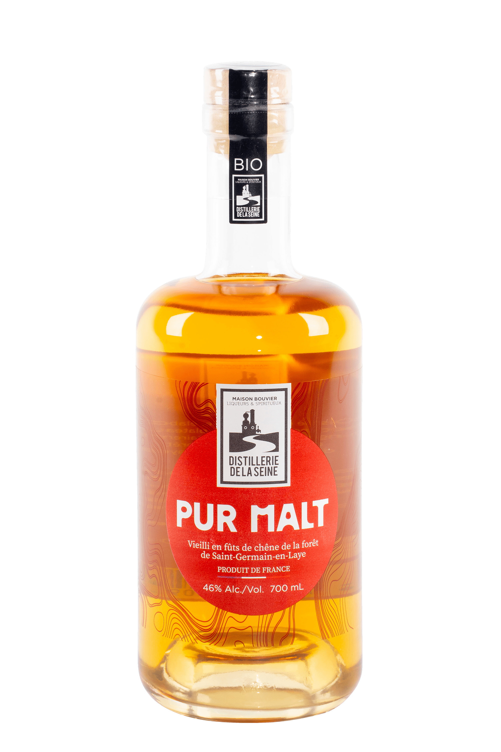 Bouteille de whisky pur malt français de la distillerie de la Seine
