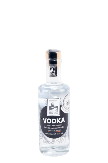 Bouteille de vodka bio vinique de la distillerie de la Seine en format 20cl.