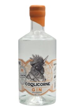 Bouteille de gin Gouverneur de la distillerie Coqlicorne. Une recette à base de Mangue.